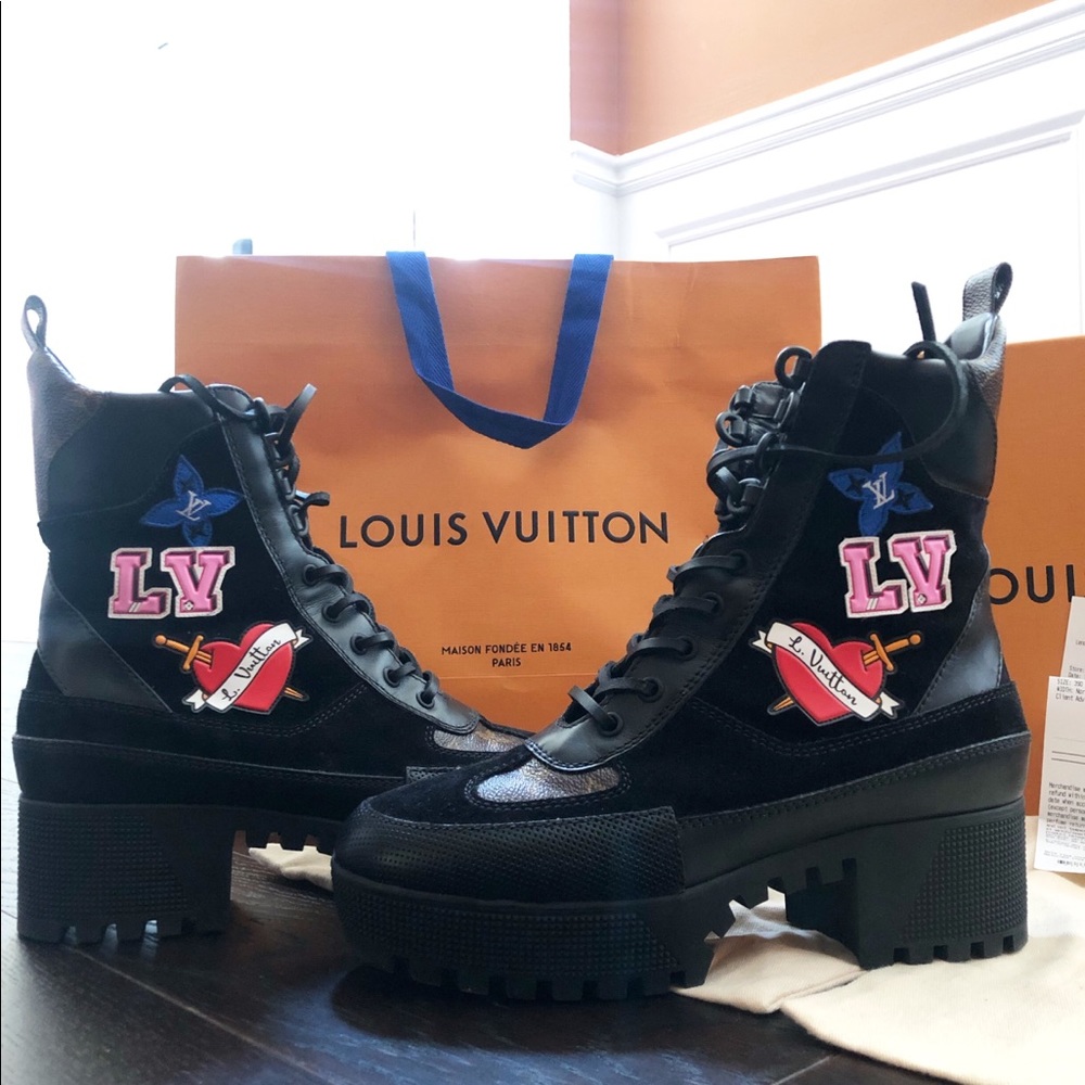 Louis Vuitton Black Heart Platform Desert Boots